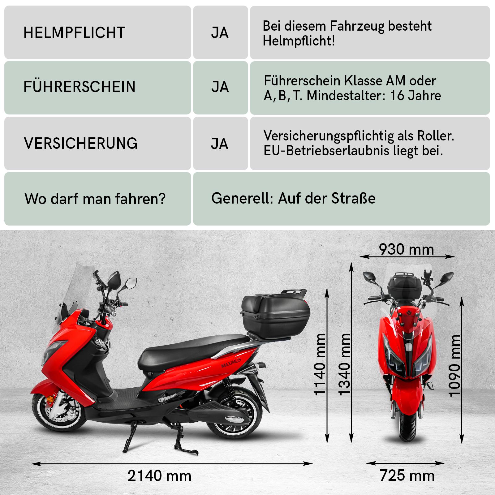 E-Roller MX2-45, Lithium, 45 km/h