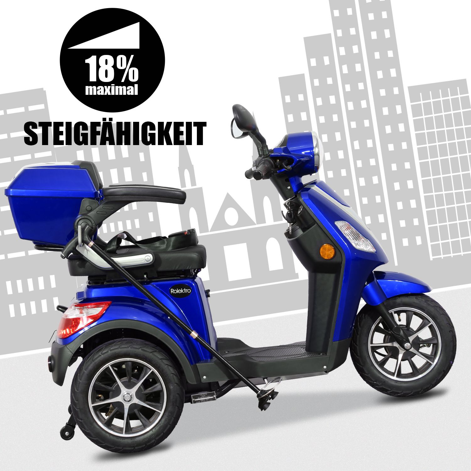 E-Trike 25 V.2 Blei-Gel, Blau, 25 km/h