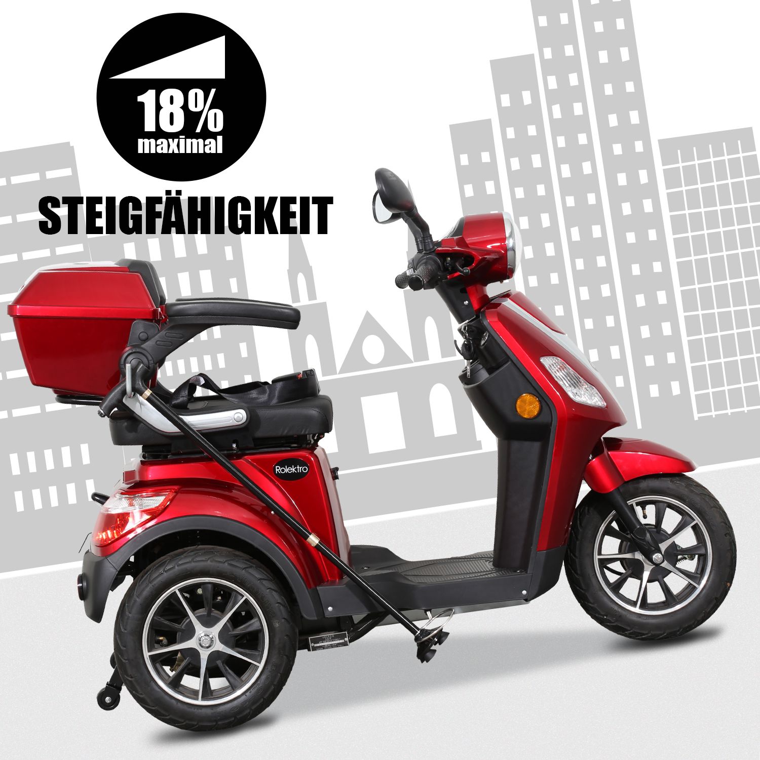 E-Trike 15 V.2 Blei-Gel, Rot, 15 km/h