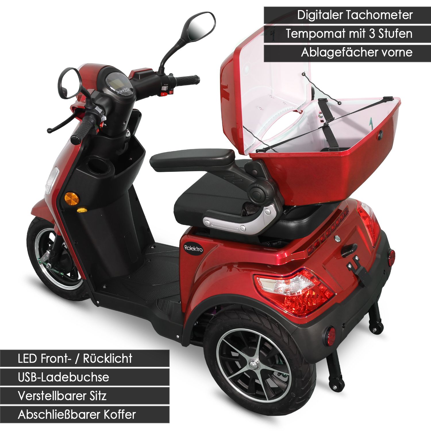 E-Trike 15 V.2 Blei-Gel, Rot, 15 km/h